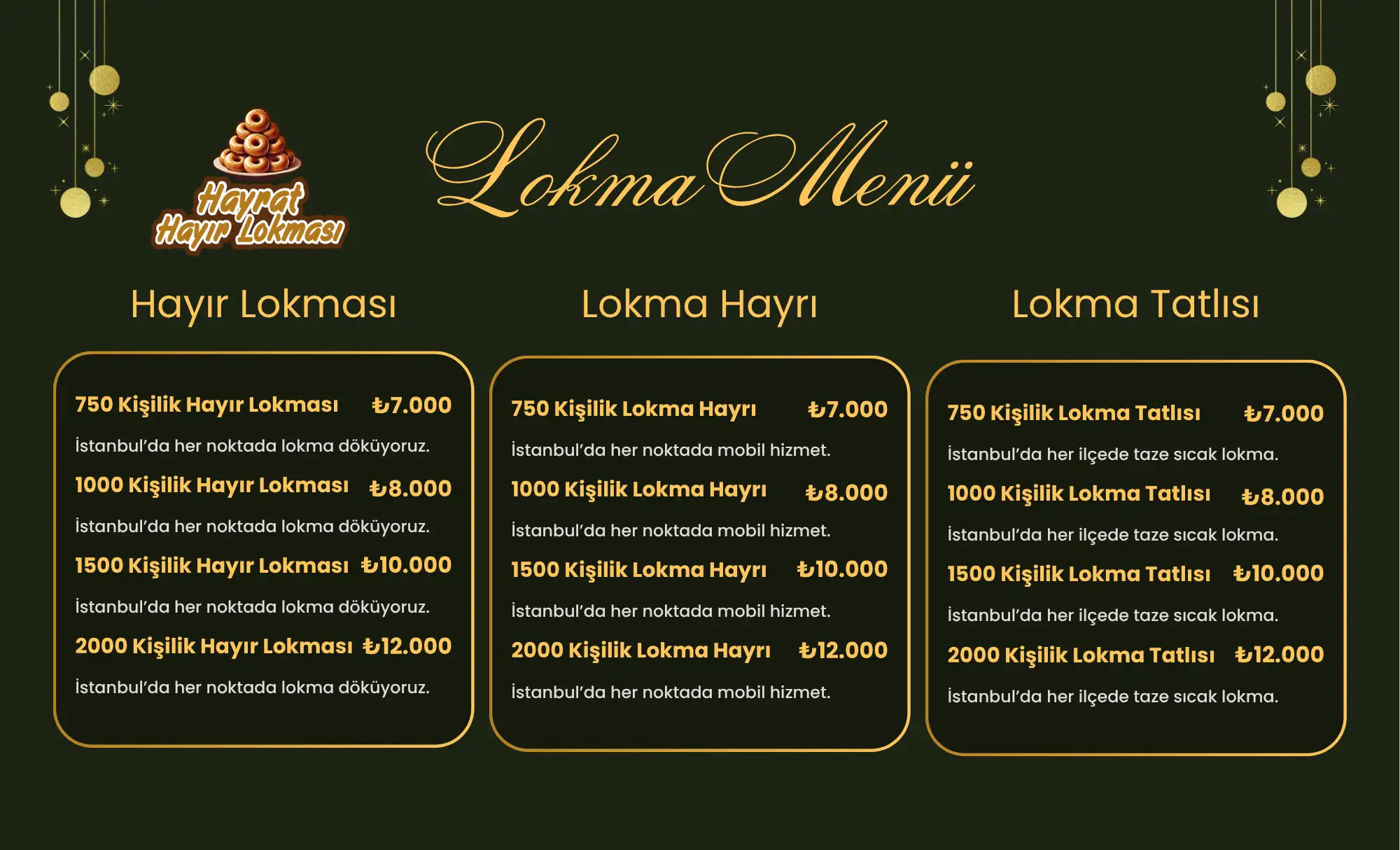 Hayır Lokması Fiyatları Menü - Lokmacı Fiyat Listesi - 2026